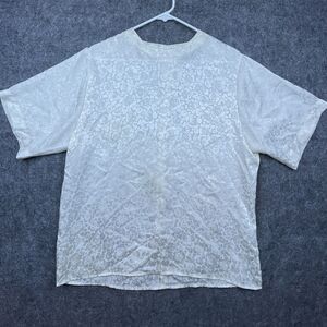 Vintage Argenti Blouse Womens 14 White Satin Jacquard Flowers Cottage Grandma